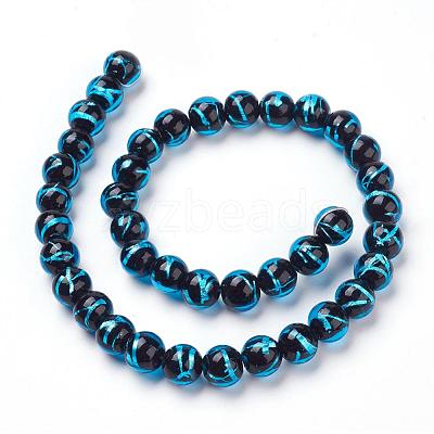 Handmade Silver Foil Lampwork Beads Strands FOIL-L016-C11-1