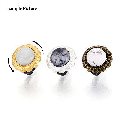 Adjustable Flower Alloy & Iron Bezel Cup Ring Base with Rotatable Tray MAK-T012-07S-1
