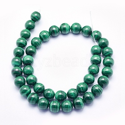 Natural Malachite Beads Strands G-O166-06-10mm-1