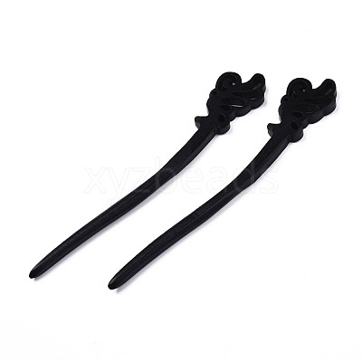 Vintage Schima Wood Hair Sticks Findings OHAR-N008-03-1