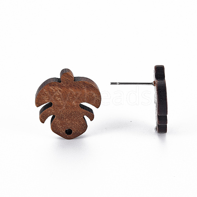 Walnut Wood Stud Earring Findings WOOD-S054-51-1