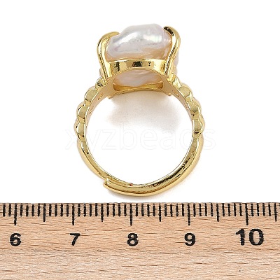 Square Natural Pearl Finger Rings RJEW-K286-09G-1