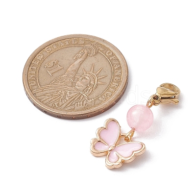 Butterfly Alloy Enamel Pendant Decorations HJEW-JM01776-1