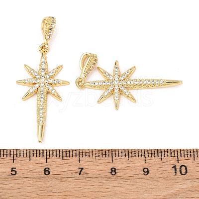 Brass Micro Pave Clear Cubic Zirconia Pendants KK-G543-15G-02-1
