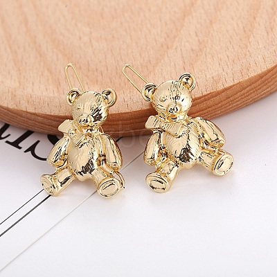 Bear Alloy Hair Barrettes AJEW-A056-03A-G-1