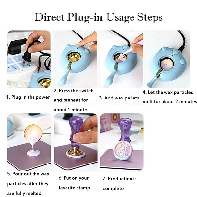 6A 250V Cat Paw Print Plastic Electric Wax Seal Warmer Kit with Spoon STAM-K001-06A-1