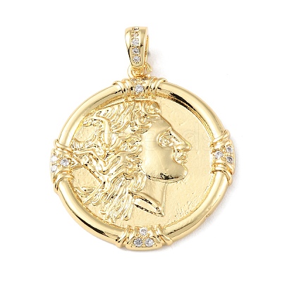Brass Micro Pave Cubic Zirconia Pendants KK-P233-07G-1