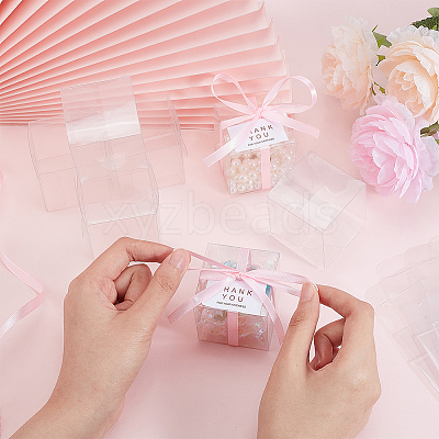 40Pcs Square PET Clear Party Favor Gift Box DIY-BC0006-41A-1