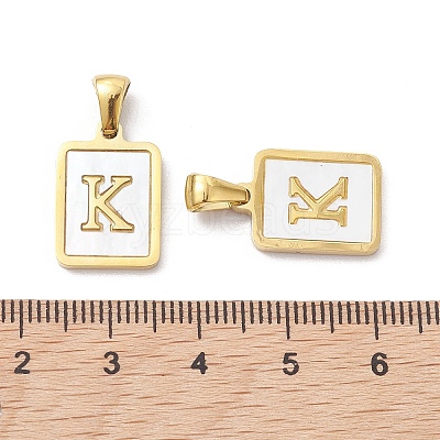 Ion Plating(IP) 304 Stainless Steel Pave Shell Pendants X-STAS-G327-01G-K-1