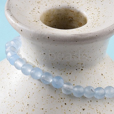 4mm Round Natural Dyed Aquamarine Beads Bracelet for Men KG3069-23-1