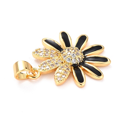 Real 18K Gold Plated Brass Micro Pave Cubic Zirconia Pendants ZIRC-L100-087G-10-1