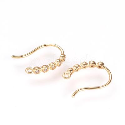 Brass Rhinestone Earring Hooks KK-R037-258G-1