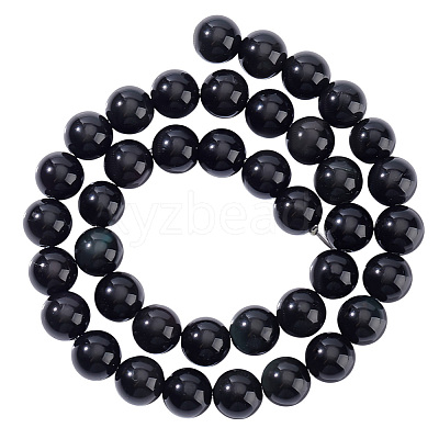 Natural Obsidian Beads Strands G-PH0028-8mm-14-1