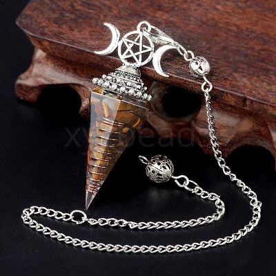 Natural Tiger Eye Chip & Resin Orgonite Dowsing Pendulum Big Pendants PW-WG36861-09-1