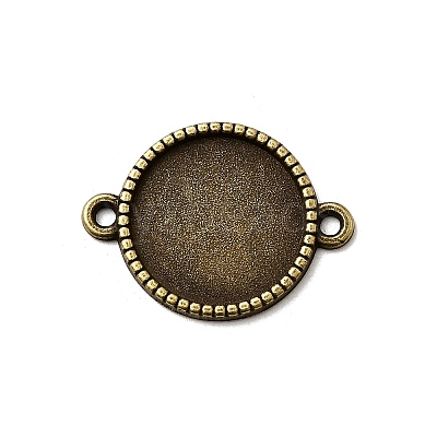 Tibetan Style Alloy Flat Round Cabochon Connector Settings TIBE-Q038-001D-AB-NR-1