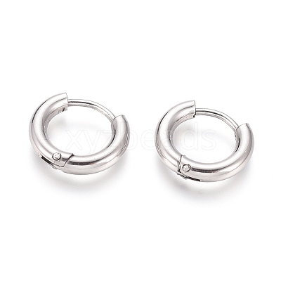 Tarnish Resistant 202 Stainless Steel Huggie Hoop Earrings A-EJEW-F111B-13mm-P-1