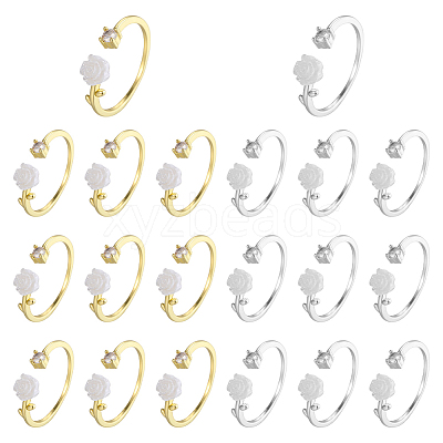 20Pcs 2 Colors Alloy Cuff Rings RJEW-GO0001-09-1
