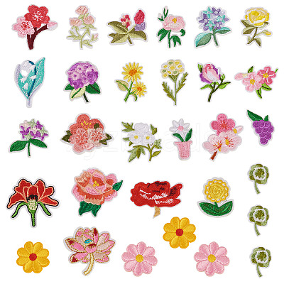 36Pcs Polyester Embroidery Cloth Iron On/Sew On Patches DIY-TA0013-07-1
