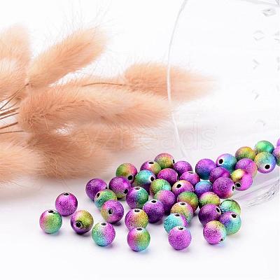 Colorful Round Spray Painted Acrylic Beads Mix X-PB25P9284-1