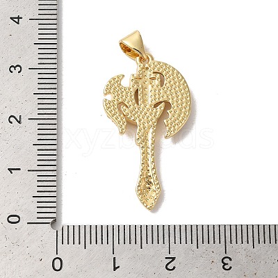 Axe Shapes Rack Plating Brass Cubic Zirconia Pendants KK-K385-076G-1