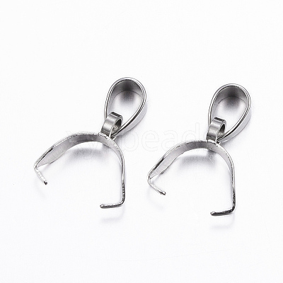 Tarnish Resistant 304 Stainless Steel Pendant Pinch Bails STAS-G179-08P-1
