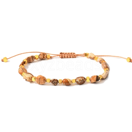 Natural Picture Jasper Braided Bead Bracelets PW-WGF95B2-05-1