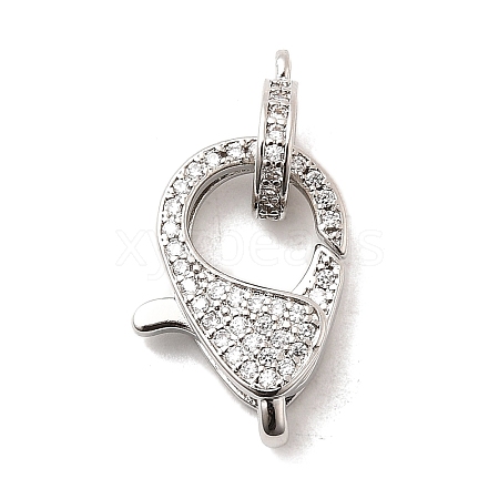Brass Clear Cubic Zirconia Lobster Claw Clasps X-KK-Z078-50P-1