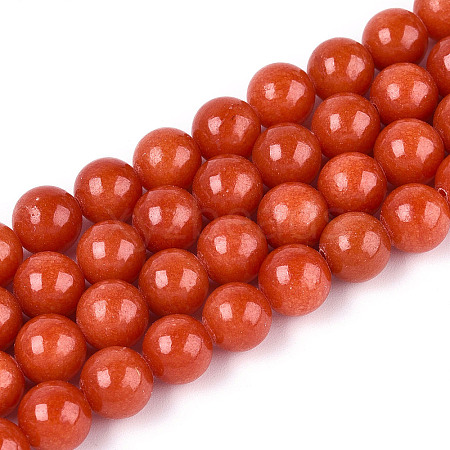 Dyed Natural Mashan Jade Round Beads Strands G-T139-8mm-67C-1