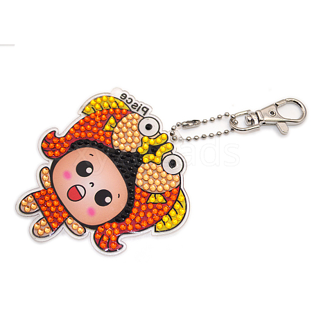 DIY Constellations Pattern Cartoon Keychain Diamond Painting Kits ZODI-PW0001-107L-1