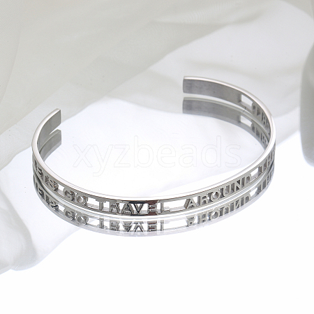 Stylish Stainless Steel Hollow Letter Bangle for Women's Daily Wear MU1994-2-1