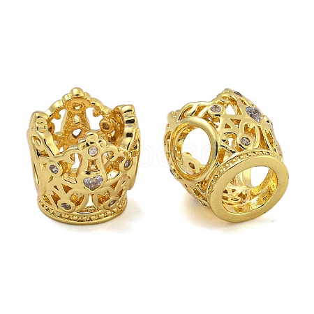 Rack Plating Brass Micro Pave Cubic Zirconia Beads KK-I718-32G-1