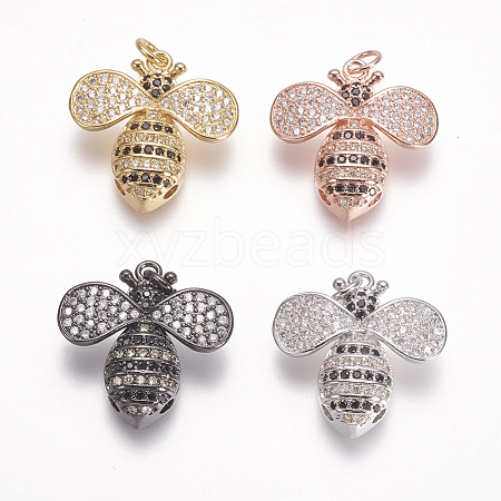 Brass Micro Pave Cubic Zirconia Pendants ZIRC-A009-08-1