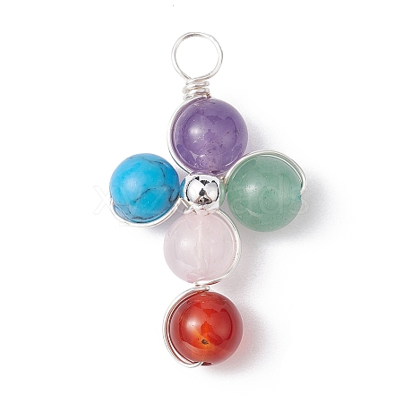 Natural & Synthetic Mixed Gemstone Pendants PALLOY-JF02226-01-1