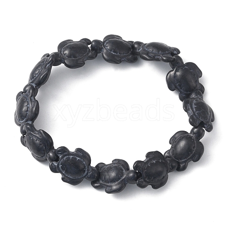 Synthetic Turquoise Tortoise Beaded Stretch Bracelet for Women BJEW-WH0018-16A-1