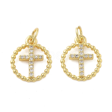 Brass Micro Pave Cubic Zirconia Pendants X1-KK-C092-21A-G-1