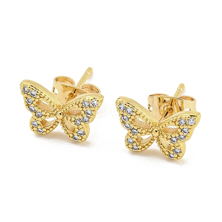 Brass Micro Pave Cubic Zirconia Ear Studs EJEW-P261-23A-G-1