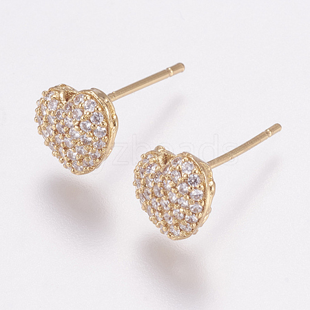 Brass Micro Pave Cubic Zirconia Stud Earrings X-EJEW-F125-08G-1