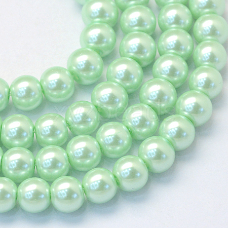 Baking Painted Pearlized Glass Pearl Round Bead Strands HY-Q330-8mm-04-1