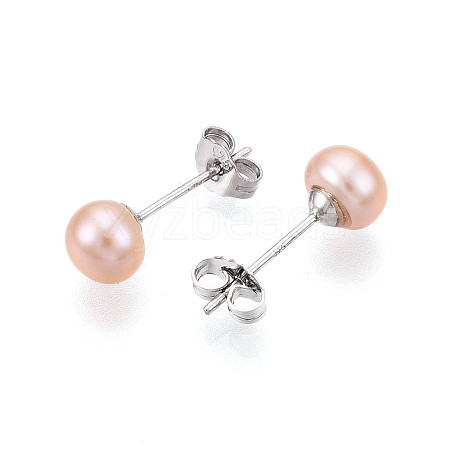 Pearl Ball Stud Earrings EJEW-Q701-01A-01-1