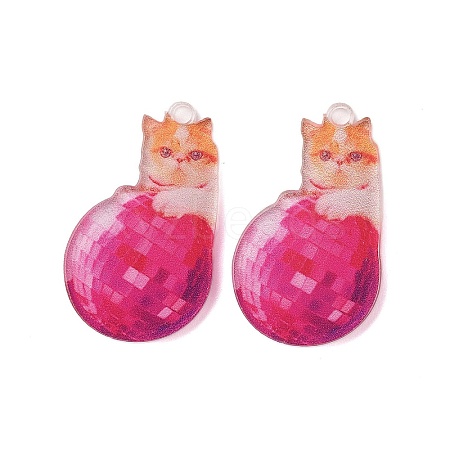 Kitty Theme Printed Acrylic Pendants OACR-S141-01D-1