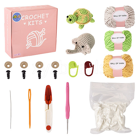 DIY Elephant and Sea Turtle Doll Crochet Kit DIY-TAC0001-84-1