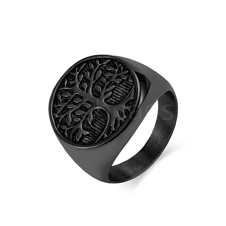 Retro Titanium Steel Tree of Life Finger Ring FIND-PW0020-06B-EB-1