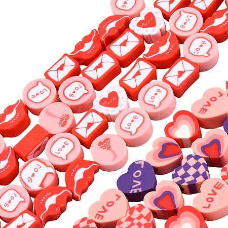 270Pcs 2 Styles Valentine's Day Handmade Polymer Clay Beads CLAY-PA0001-51-1