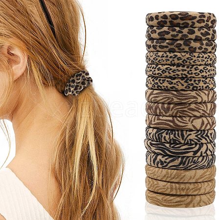 15Pcs Cloth Leopard Print Hair Ties PW-WG3BEA1-01-1