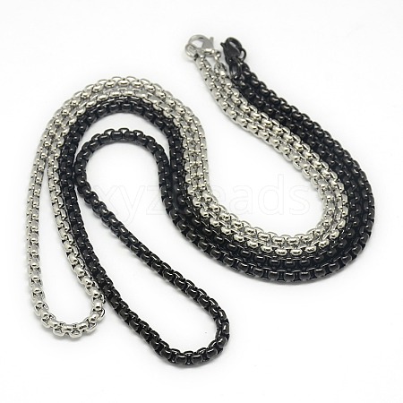 Trendy Men's 201 Stainless Steel Box Chain Necklaces NJEW-L043B-46-1