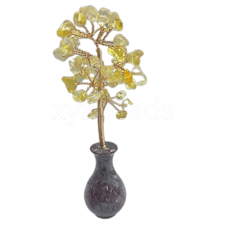 Natural Topaz Jade Chips Tree of Life Decorations PW-WG77120-02-1