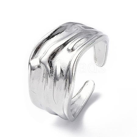 304 Stainless Steel Open Cuff Ring for Women RJEW-C046-09P-1