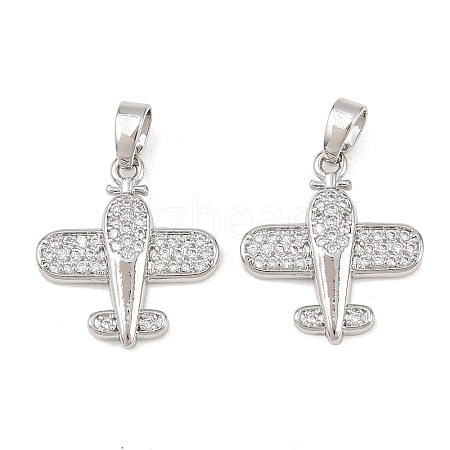 Brass Micro Pave Clear Cubic Zirconia Pendants KK-G549-18C-P-1