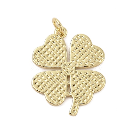 Four-Leaf Clover Rack Plating Brass Pendants KK-Z074-27G-1