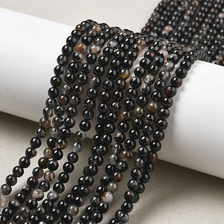 Natural Black Tourmaline Beads Strands G-Q031-A01-4mm-1